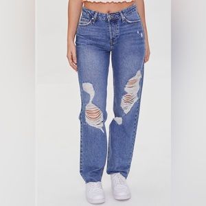 Distressed Boyfriend Long Jeans